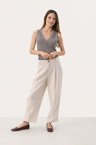 Part Two Pleat Front Trousers Beige Melange Nettas - MMJs Fashion