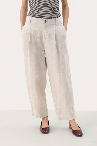 Part Two Pleat Front Trousers Beige Melange Nettas - MMJs Fashion