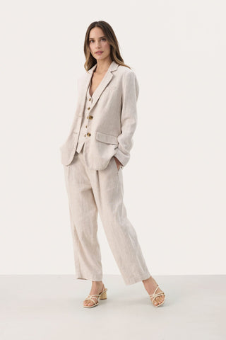 Part Two Pleat Front Trousers Beige Melange Nettas - MMJs Fashion