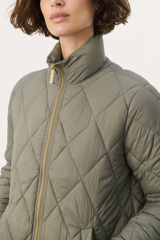 Part Two Quilted Coat Green Olilas - MMJs Fashion