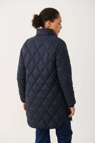 Part Two Quilted Coat Navy Blue Olilas - MMJs Fashion