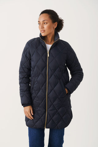 Part Two Quilted Coat Navy Blue Olilas - MMJs Fashion