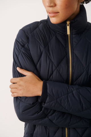 Part Two Quilted Coat Navy Blue Olilas - MMJs Fashion
