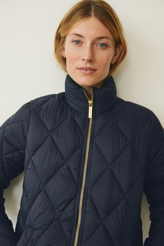 Part Two Quilted Coat Navy Blue Olilas - MMJs Fashion