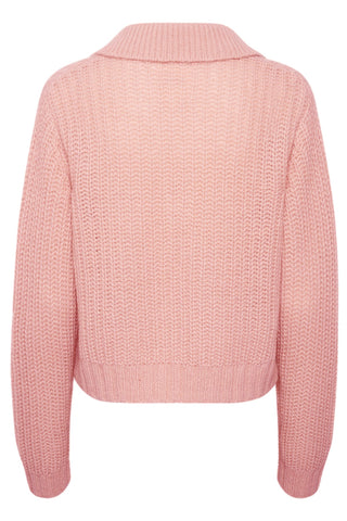 Part Two Rib Knit Collared Jumper Pink Lieli - MMJs Fashion