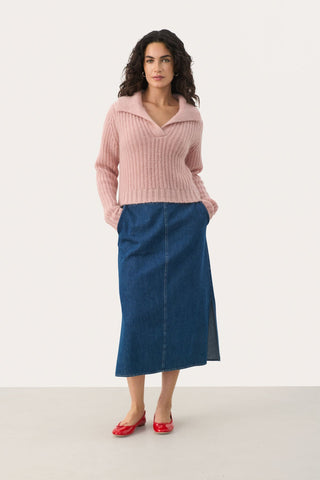 Part Two Rib Knit Collared Jumper Pink Lieli - MMJs Fashion