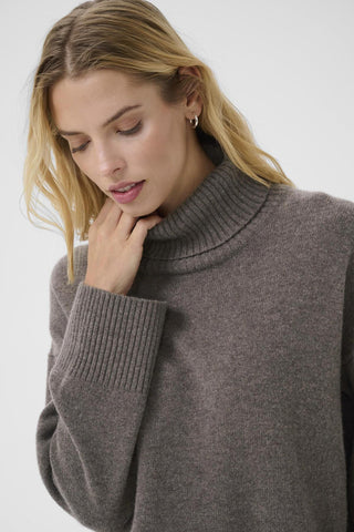 Part Two Roll Neck Wool Jumper Brown Corina - MMJs Fashion