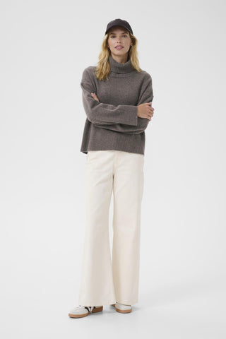 Part Two Roll Neck Wool Jumper Brown Corina - MMJs Fashion
