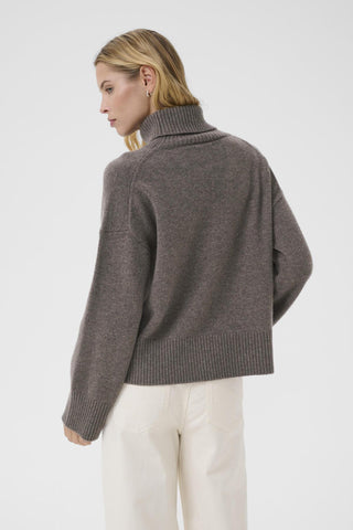 Part Two Roll Neck Wool Jumper Brown Corina - MMJs Fashion