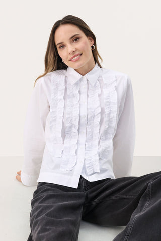 Part Two Ruffle Blouse White Pranvera - MMJs Fashion