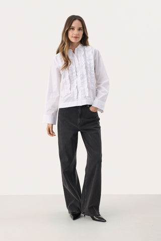 Part Two Ruffle Blouse White Pranvera - MMJs Fashion