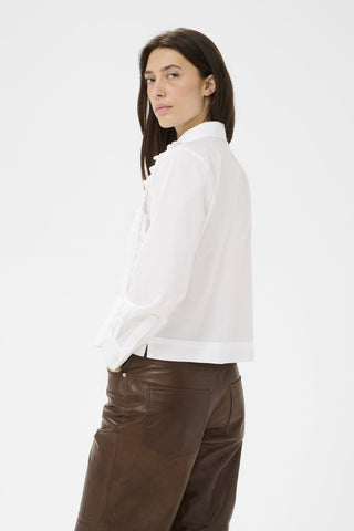 Part Two Ruffle Trim Blouse White Aneline - MMJs Fashion