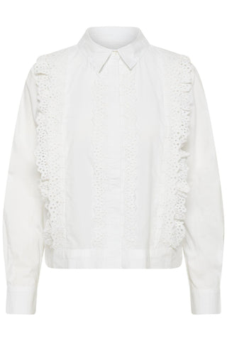 Part Two Ruffle Trim Blouse White Aneline - MMJs Fashion