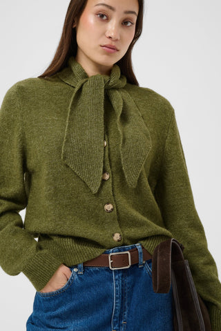 Part Two Scarf Collar Cardigan Green Melange Chanie - MMJs Fashion