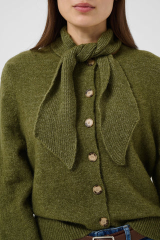 Part Two Scarf Collar Cardigan Green Melange Chanie - MMJs Fashion