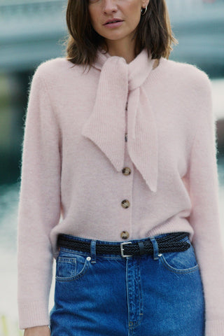 Part Two Scarf Collar Cardigan Light Pink Melange Chanie - MMJs Fashion