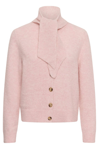 Part Two Scarf Collar Cardigan Light Pink Melange Chanie - MMJs Fashion