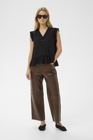 Part Two Short Sleeve Blouse Black Aneka - MMJs Fashion