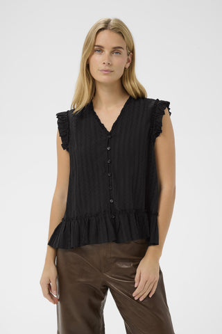 Part Two Short Sleeve Blouse Black Aneka - MMJs Fashion