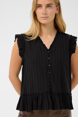 Part Two Short Sleeve Blouse Black Aneka - MMJs Fashion
