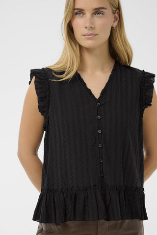 Part Two Short Sleeve Blouse Black Aneka - MMJs Fashion