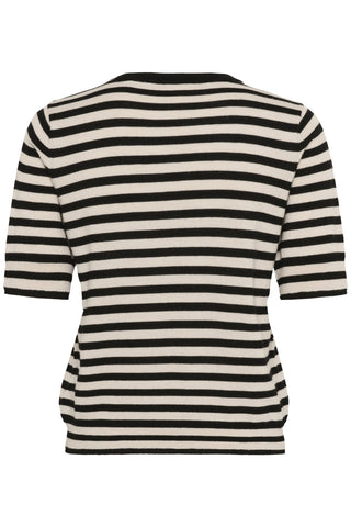 Part Two Short Sleeve Striped Jumper Black Ivory Natanya - MMJs Fashion