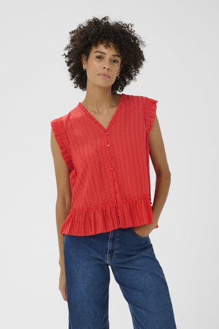 Part Two Sleeveless Blouse Red Aneka - MMJs Fashion