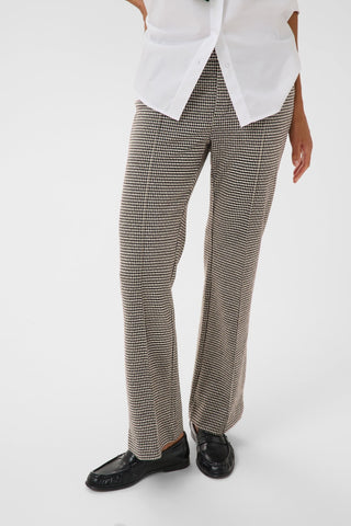 Part Two Small Check Jersey Trousers Brown Pontas - MMJs Fashion