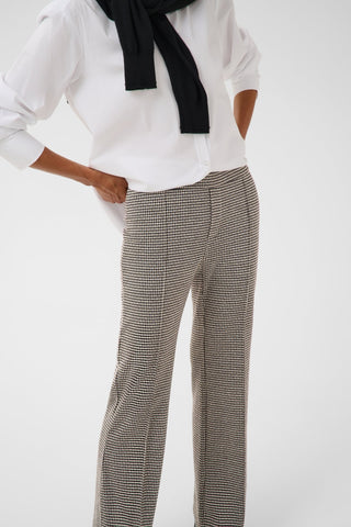 Part Two Small Check Jersey Trousers Brown Pontas - MMJs Fashion