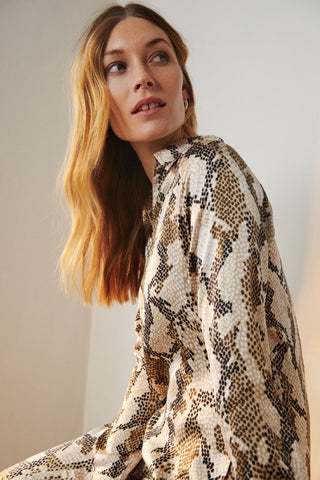 Part Two Snake Print Midi Dress Brown Lamiya - MMJs Fashion