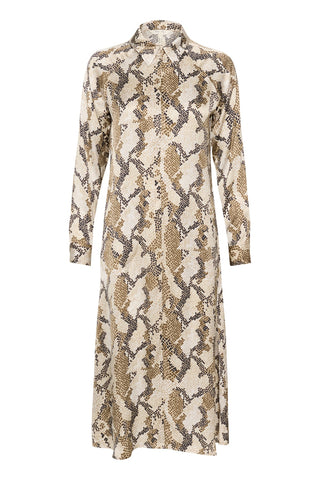 Part Two Snake Print Midi Dress Brown Lamiya - MMJs Fashion