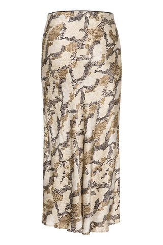 Part Two Snake Print Midi Skirt Brown Laurina - MMJs Fashion