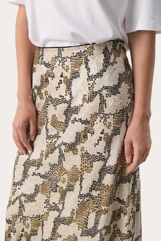 Part Two Snake Print Midi Skirt Brown Laurina - MMJs Fashion