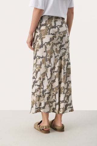 Part Two Snake Print Midi Skirt Brown Laurina - MMJs Fashion