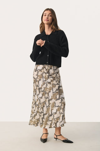 Part Two Snake Print Midi Skirt Brown Laurina - MMJs Fashion