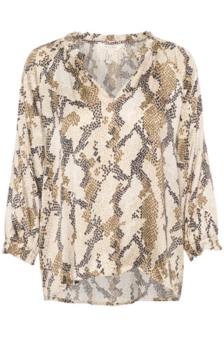 Part Two Snake Print Top Brown Beige Elsia - MMJs Fashion