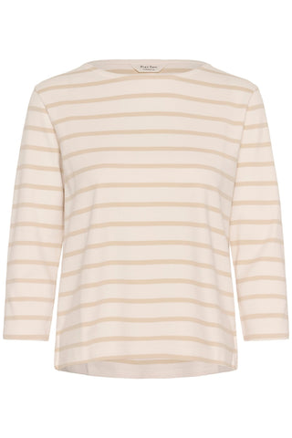 Part Two Striped Boat Neck Top Beige Nela - MMJs Fashion