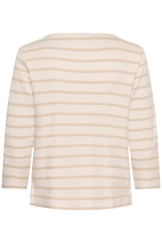 Part Two Striped Boat Neck Top Beige Nela - MMJs Fashion