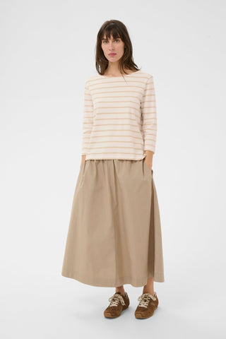Part Two Striped Boat Neck Top Beige Nela - MMJs Fashion
