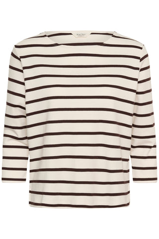 Part Two Striped Boat Neck Top Brown Nela - MMJs Fashion