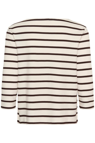 Part Two Striped Boat Neck Top Brown Nela - MMJs Fashion