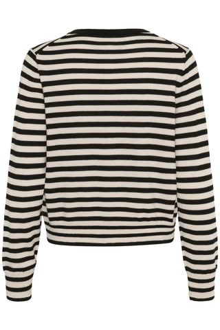 Part Two Striped Cardigan Black Ivory Noelani - MMJs Fashion