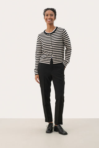 Part Two Striped Cardigan Black Ivory Noelani - MMJs Fashion