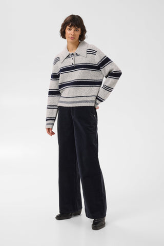 Part Two Striped Jumper Grey Navy Carilina - MMJs Fashion