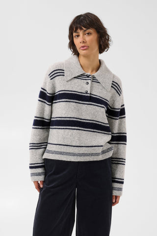 Part Two Striped Jumper Grey Navy Carilina - MMJs Fashion