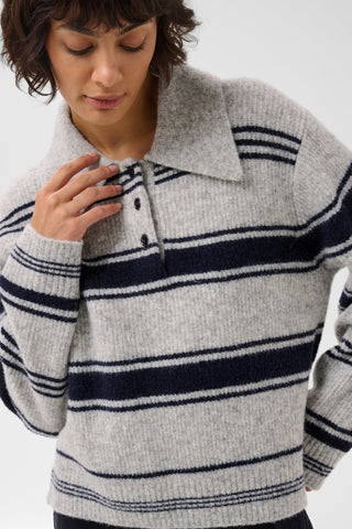 Part Two Striped Jumper Grey Navy Carilina - MMJs Fashion