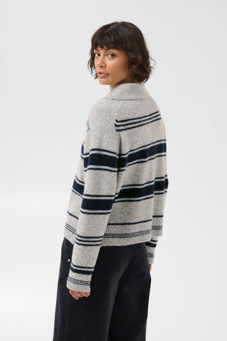 Part Two Striped Jumper Grey Navy Carilina - MMJs Fashion