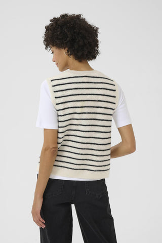 Part Two Striped Knitted Waistcoat Ivory Navy Blue Pimira - MMJs Fashion