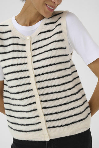 Part Two Striped Knitted Waistcoat Ivory Navy Blue Pimira - MMJs Fashion