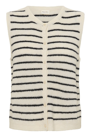 Part Two Striped Knitted Waistcoat Ivory Navy Blue Pimira - MMJs Fashion